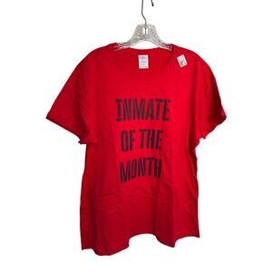 Port & Company Ladies T Shirt Red Size XL Inmate Of The Month Jail Funny Gag